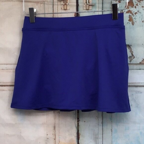 L.L.Bean Womens Blue Swim Skort Skirt Bottom Size 4 Reg Nylon & Lycra UPF 50+ Ma - Picture 1 of 8